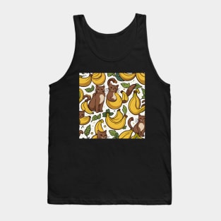 Brown Cat Banana Pattern Tank Top